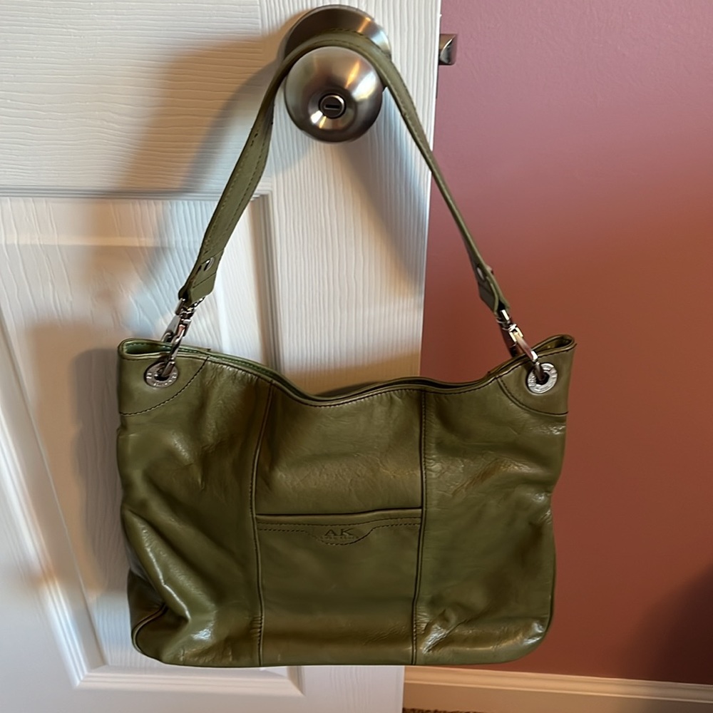 Anne Klein Leather Purse Shoulder Bag Army Olive Green - Picture 3 of 13